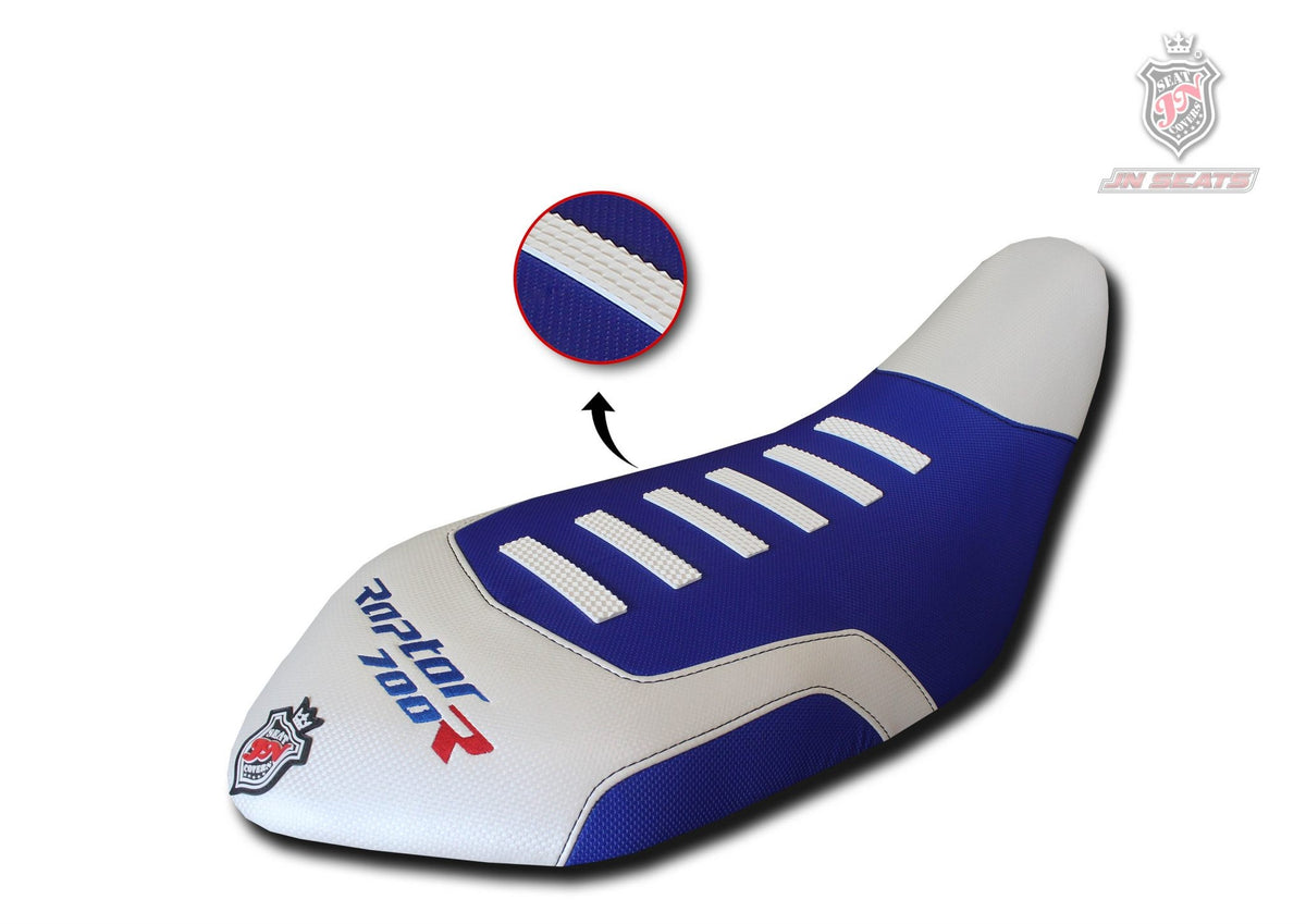 thumbnail image 2 of Yamaha Raptor 700/700R Seat Cover – 2006-2024 – All Blue With Black Gripper Ribs – OEM Style #193 2 of 4