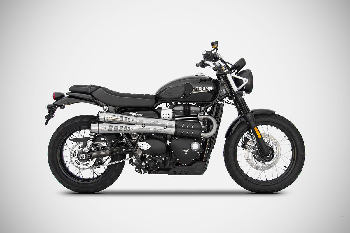 Triumph Street Scrambler Zard Exhaust Dual Slipon Inox Silencers 2.0K Euro Motards