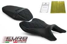 Load image into Gallery viewer, Luimoto diamond tec-grip suede seat covers set teal for Yamaha MT-07 FZ07 2018-2024 — Euro Motards — view 2