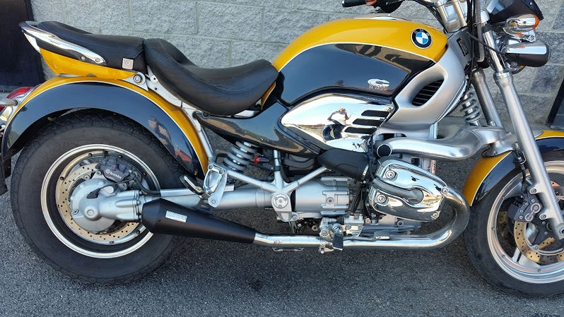 MassMoto Exhaust Dual Silencers Tromb Inox Retro Matt Black BMW R1200C 1997-2006