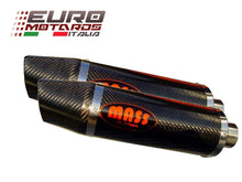 Load image into Gallery viewer, MassMoto oval full carbon dual exhaust slip-on silencers for Yamaha YZF R1 2004-2006 — Euro Motards