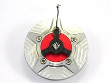 Load image into Gallery viewer, Ducabike Billet Carbon Gas Cap Silver/Red Ducati Diavel Monster 696 796 1100