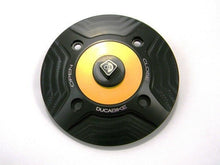 Load image into Gallery viewer, Ducabike Billet Carbon Gas Cap Gold Ducati 1199 Panigale Streetfighter 848 1100