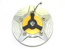 Load image into Gallery viewer, Ducabike Billet Carbon Gas Cap Silver/Gold Ducati Diavel Monster 696 796 1100