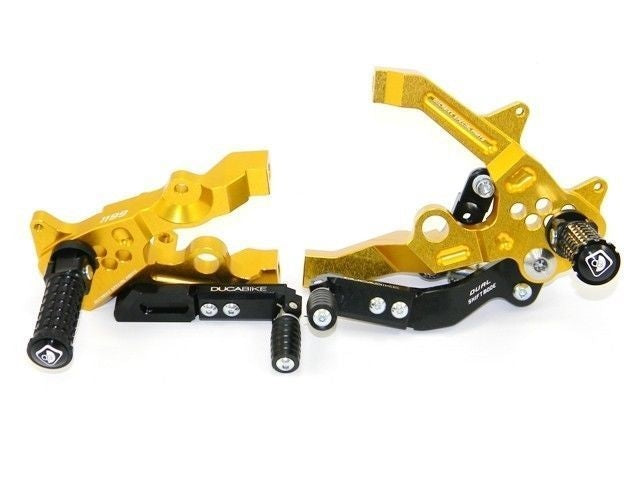 Ducabike Adjustable Rearsets Gold Ducati 899 1199 Panigale + Reverse Shifting