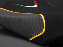 Load image into Gallery viewer, Luimoto Team Italia Suede Rider Seat Cover 3 Colors For Aprilia Tuono V4 2011-17