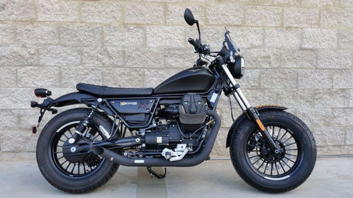 MassMoto Exhaust Full System 2in2 Hot-Rod Black Moto Guzzi V9 Bobber / Roamer