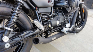MassMoto Exhaust Full System 2in2 Hot-Rod Black Moto Guzzi V9 Bobber / Roamer