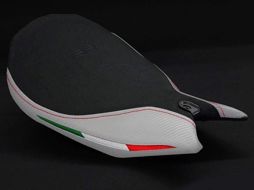 Luimoto Team Italia Suede Designer Seat Cover White For Ducati 1199 Panigale