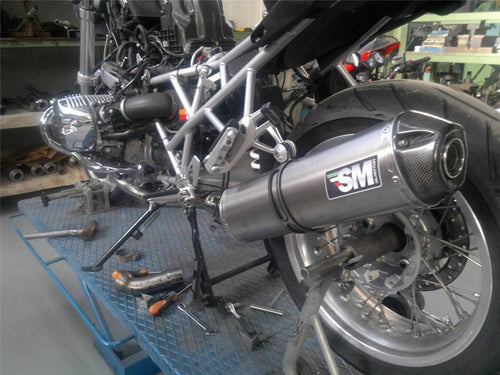 BMW R1200R Silmotor Exhaust Oval Titanium Silencer With Carbon Cap Road Legal
