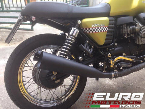 Moto Guzzi V7 /Cafe Silmotor Exhaust Dual Silencers Black Stainless Steel