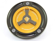Load image into Gallery viewer, Ducabike Billet Carbon Gas Cap Gold Ducati 848 1098 1198 Supersport Monster &lt;09