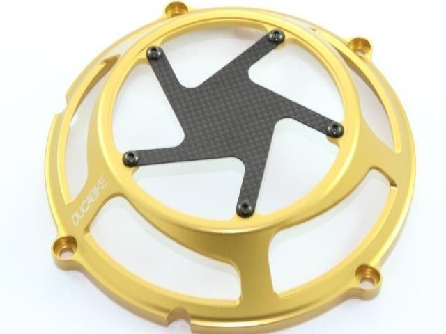 Ducabike Billet Carbon Clutch Cover 02Gold Ducati Monster 696 796 1100 1098 1198