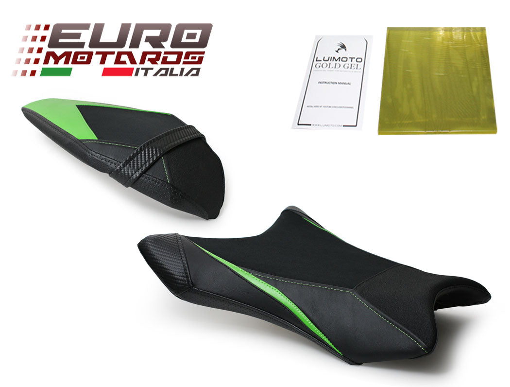 Luimoto Team Kawasaki Suede Tec-Grip Seat Covers Set For Kawasaki ZX10R 2016-20