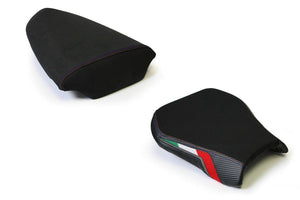 Luimoto Team Italia Suede Seat Covers Front & Rear For Aprilia Tuono 1000 08-10