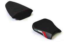 Load image into Gallery viewer, Luimoto Team Italia Suede Seat Covers Front &amp; Rear For Aprilia Tuono 1000 08-10