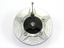 Load image into Gallery viewer, Ducabike Billet Carbon Gas Cap Silver/Black Ducati Diavel Monster 696 796 1100