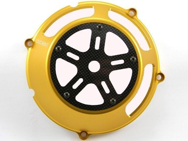 Ducabike Billet Carbon Clutch Cover 09Gold Ducati Monster 696 796 1100 1098 1198