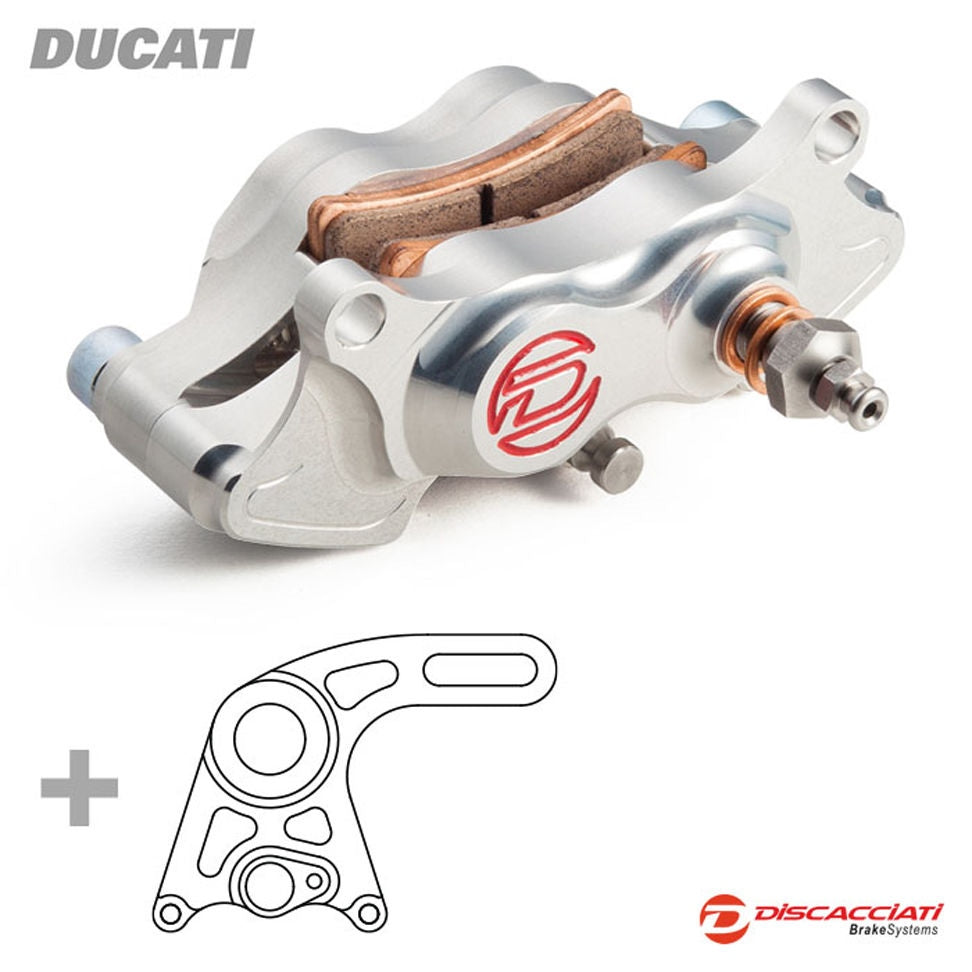Ducati 749 999 Discacciati 4 Piston Rear Caliper & Bracket & Disc Silver /Black