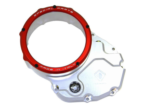 Ducabike Clear Clutch Cover Sil/Red Ducati Multistrada 1200 Monster 696 796 1100