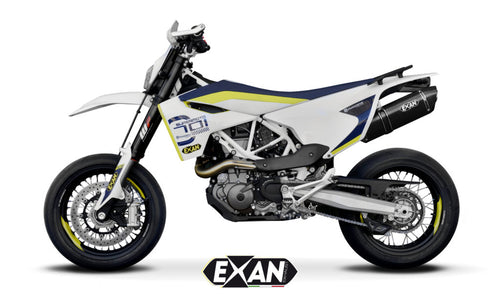 Honda 701 Supermoto / Enduro Exan Exhaust Silencer OVAL X-BLACK Titanium/Carbon