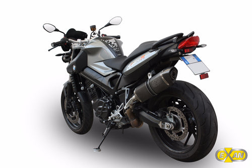 BMW F800R 2009-2014 Exan Exhaust Silencer OVAL X-BLACK Titanium/Carbon New