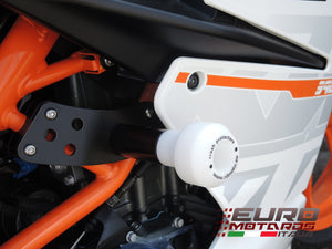 KTM RC 125/200/390 2014-2016 RD Moto Crash Frame Sliders Protectors White