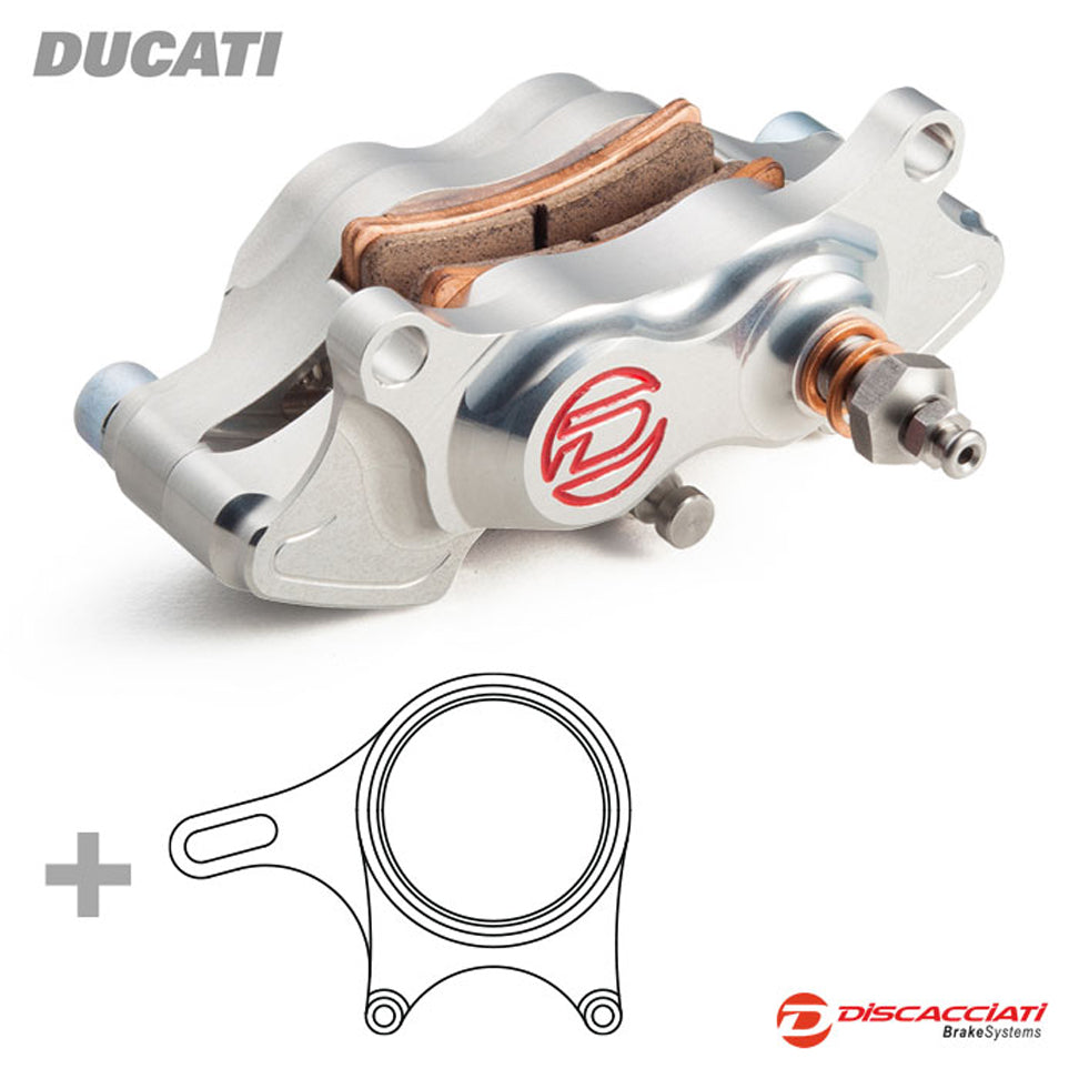 Ducati 848 1098 Discacciati 4 Piston Rear Caliper & Bracket & Disc Silver /Black