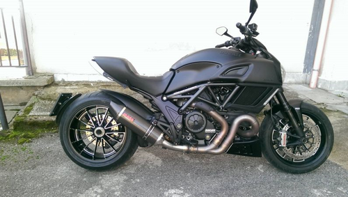 MassMoto Exhaust SlipOn Silencer Oval Carbon Cap New Ducati Diavel 2011-2017