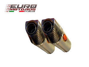 MassMoto Exhaust Dual Slip-On Silencers Oval Titanium Carbon End Cap Ducati ST 4