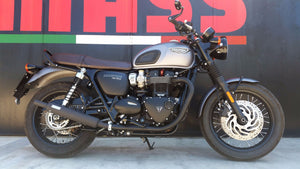 MassMoto Exhaust Dual Slip-On Silencers Bottiglia Black Triumph Bonneville T120