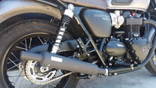 Load image into Gallery viewer, MassMoto Exhaust Dual Slip-On Silencers Bottiglia Black Triumph Bonneville T120