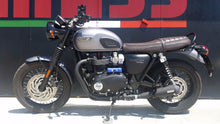 Load image into Gallery viewer, MassMoto Exhaust Dual Slip-On Silencers Tromb Black New Triumph Bonneville T120