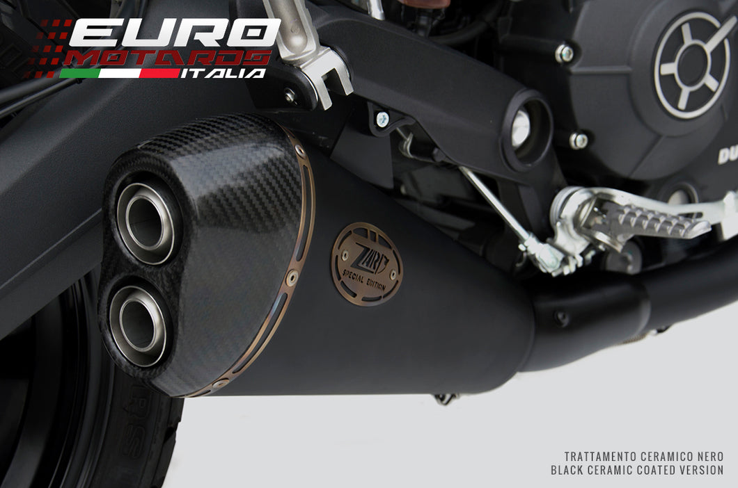 Ducati Monster 797 Zard Exhaust SlipOn Silencer Ceramic Coated Black Carbon Cap
